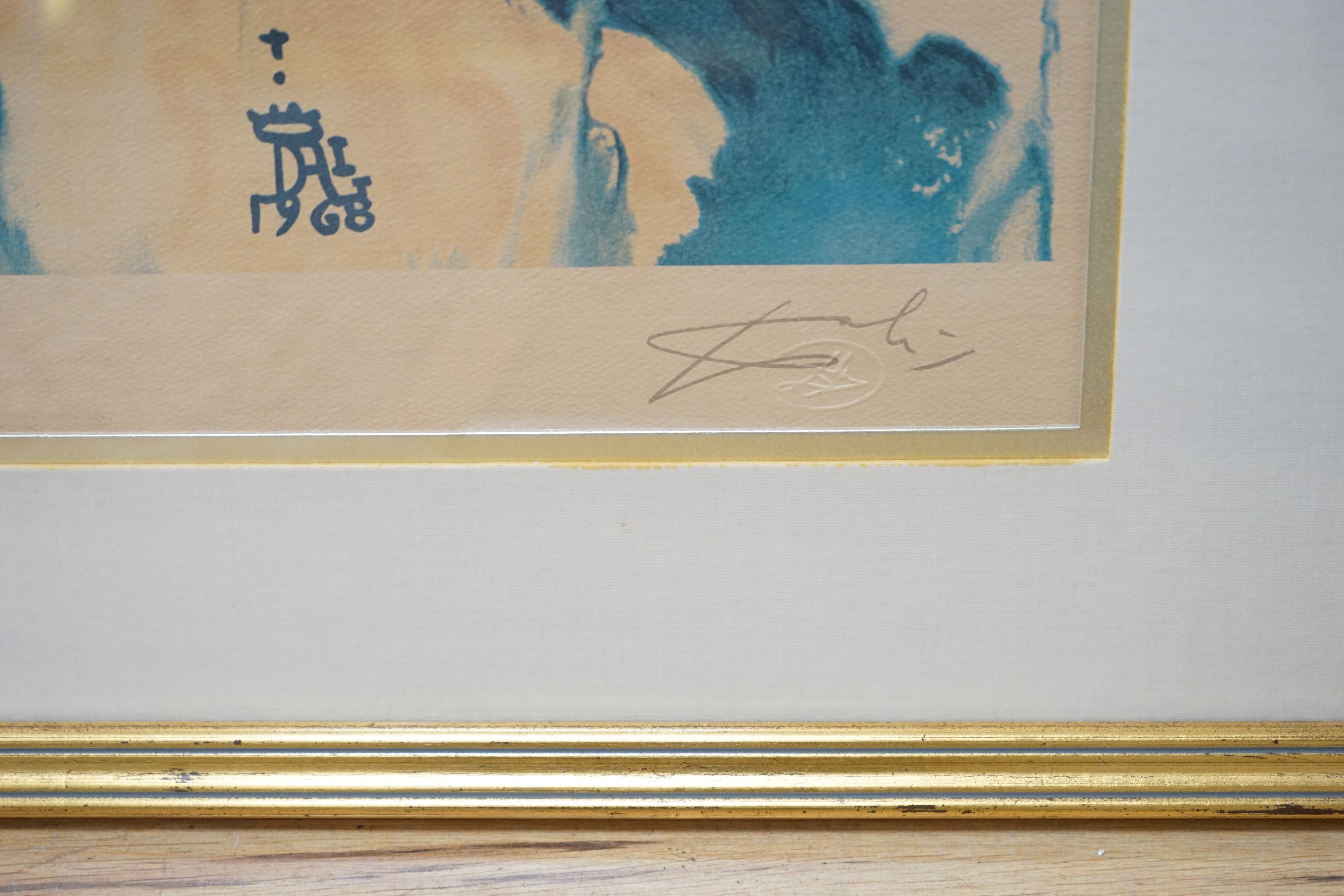 Salvador Dali (Spanish 1904-1989), colour lithograph, Alice in Wonderland, ‘Mad Tea Party’, pencil numbered 191/300, facsimile signature, certificate of authenticity verso 56 x 37cm. Condition - fair